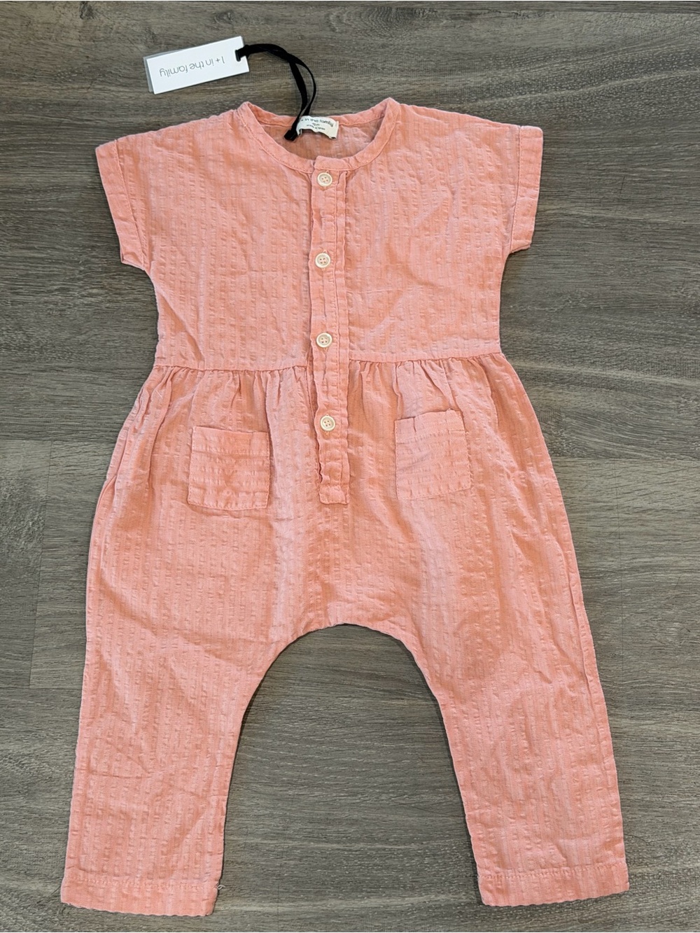 1+ In The Family Zumaia Button Front Romper Rose Pink 12M NWT